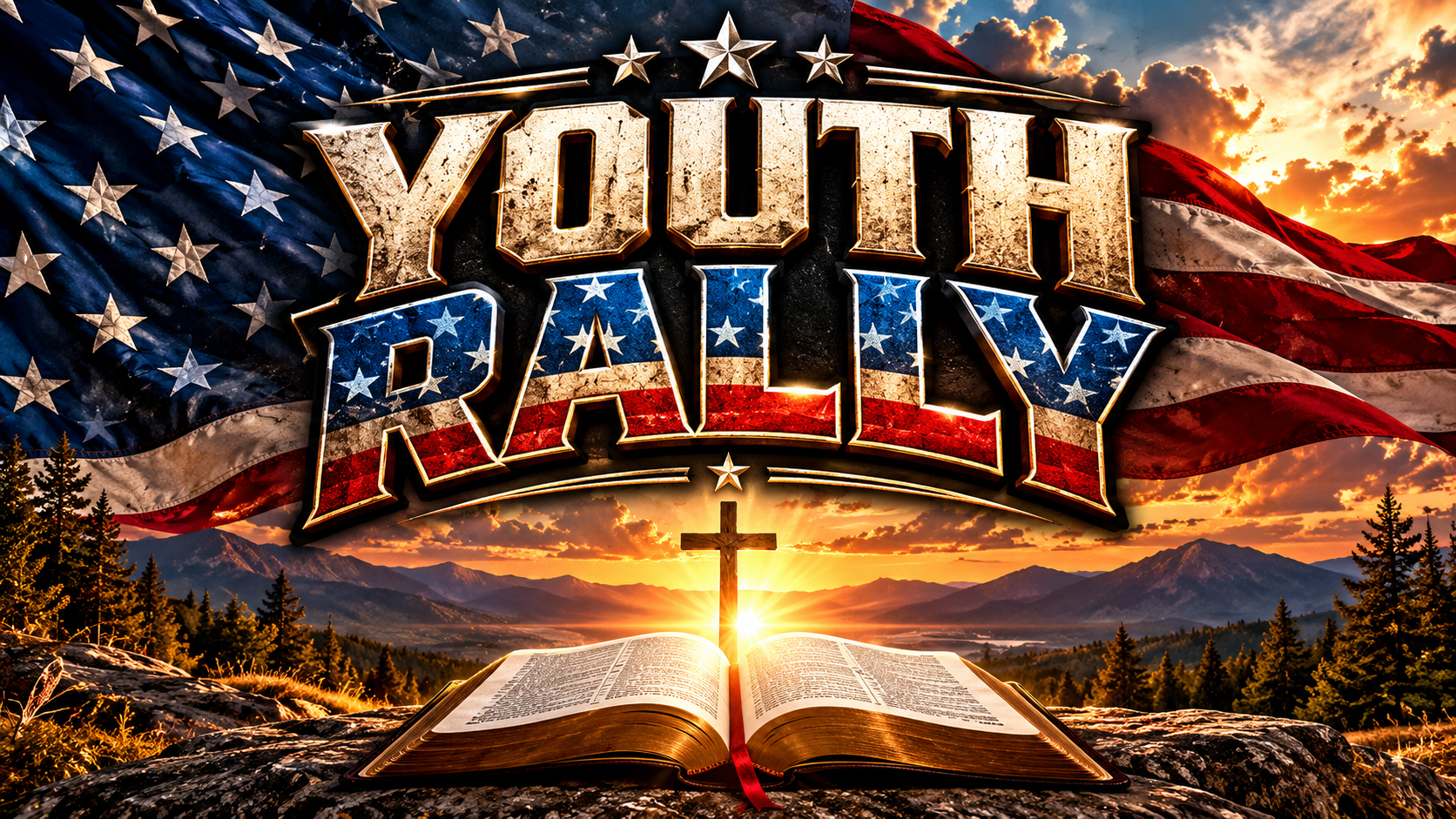Youth Rally, Friday, October 16, 2026 at Elmwood Baptist Church. Stand strong, live free, follow Christ.